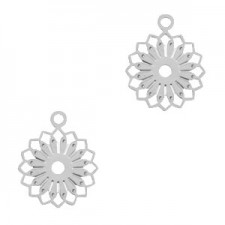 Metal Bohemian pendant Flower Silver